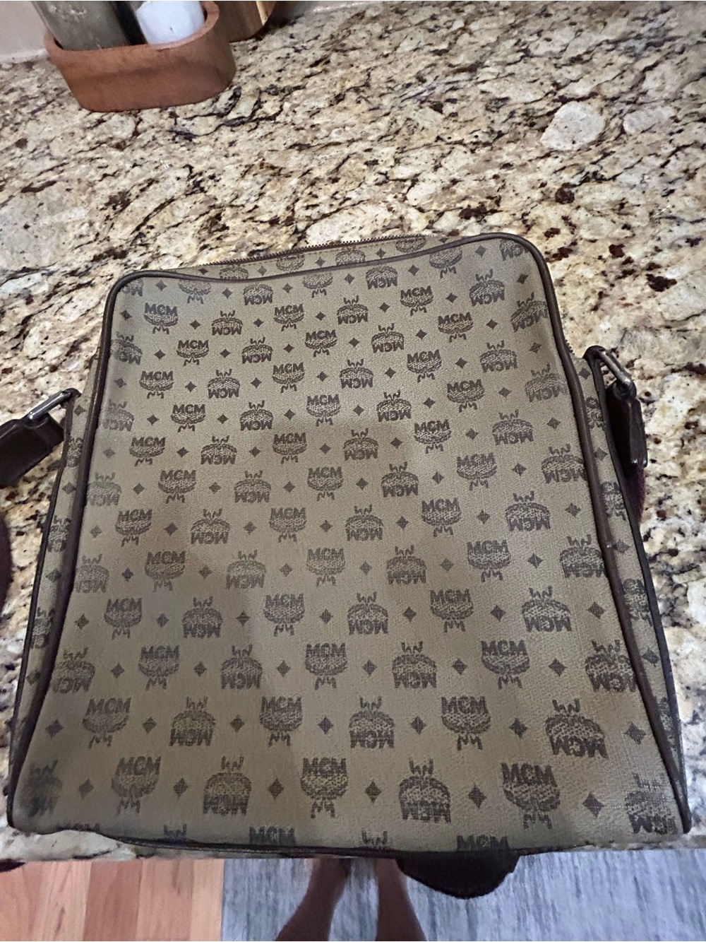 MCM Unisex PVC Leather Crossbody Bag Olive Green - Picture 4 of 8